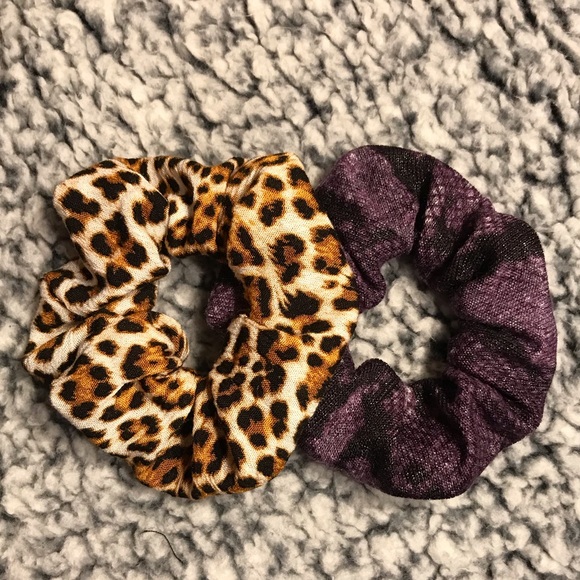 Accessories - Cheetah and purple shimmer snake print scrunchies!